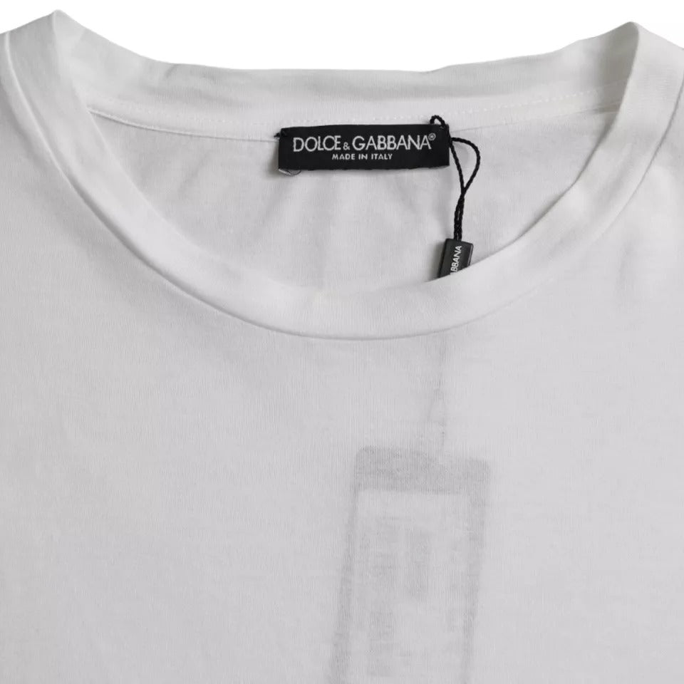 Dolce &amp; Gabbana White Cotton Round Neck Short Sleeve T-shirt