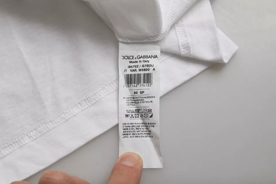 Dolce &amp; Gabbana White Cotton Round Neck Short Sleeve T-shirt
