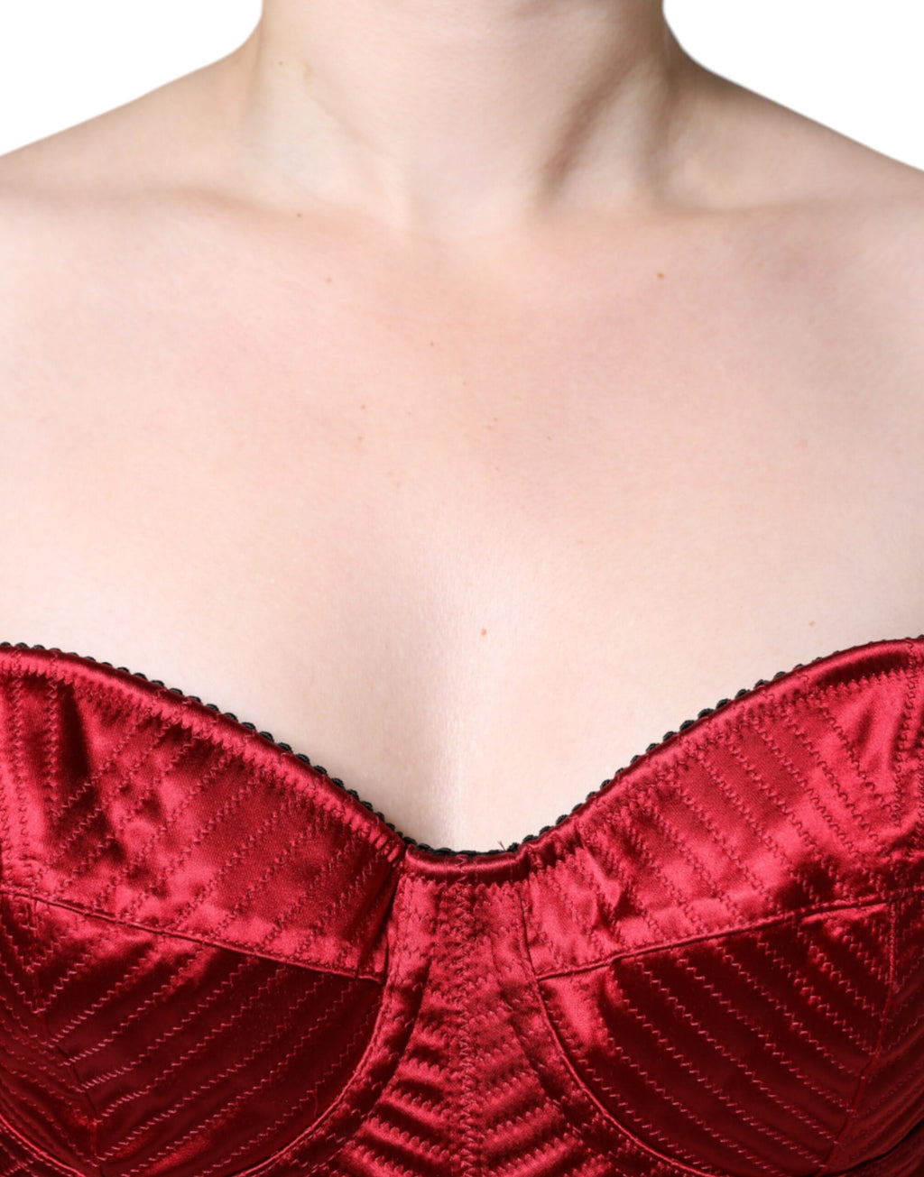 Dolce &amp; Gabbana Red Bustier Corset Lace Bodycon Midi Dress