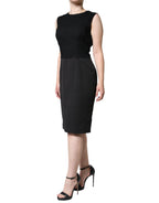 Dolce &amp; Gabbana Black Cotton Sheath Knee Length Dress