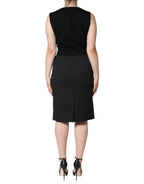 Dolce &amp; Gabbana Black Cotton Sheath Knee Length Dress