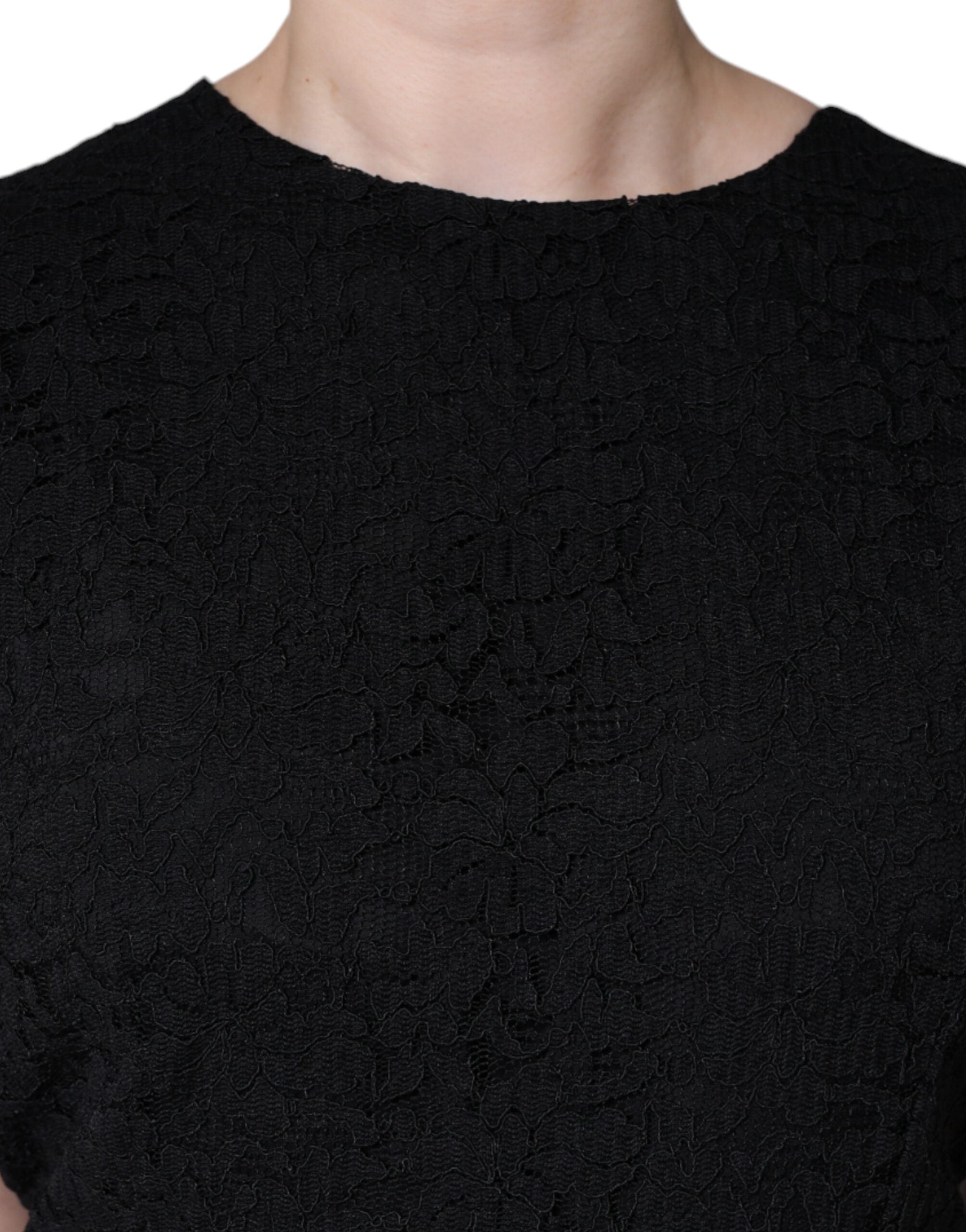 Dolce &amp; Gabbana Black Cotton Sheath Knee Length Dress