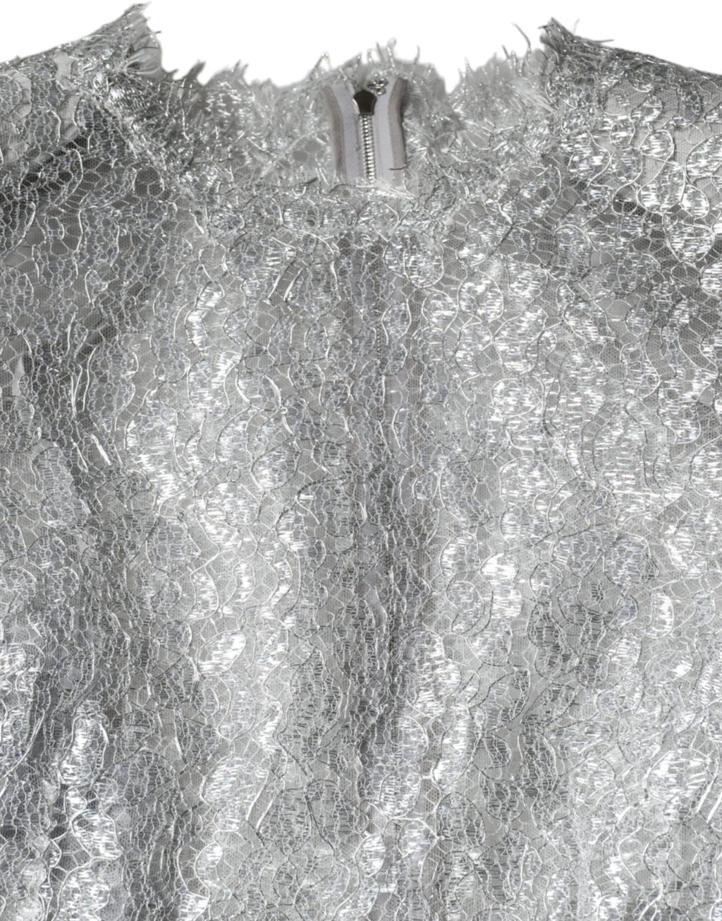 Dolce &amp; Gabbana Silver Floral Lace Bodycon Sheath Midi Dress