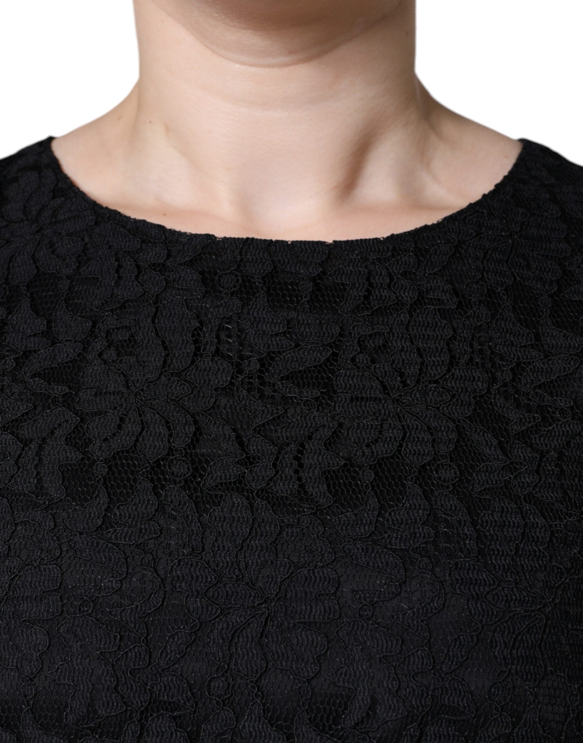 Dolce &amp; Gabbana Black Floral Lace Sheath Sleeveless Mini Dress