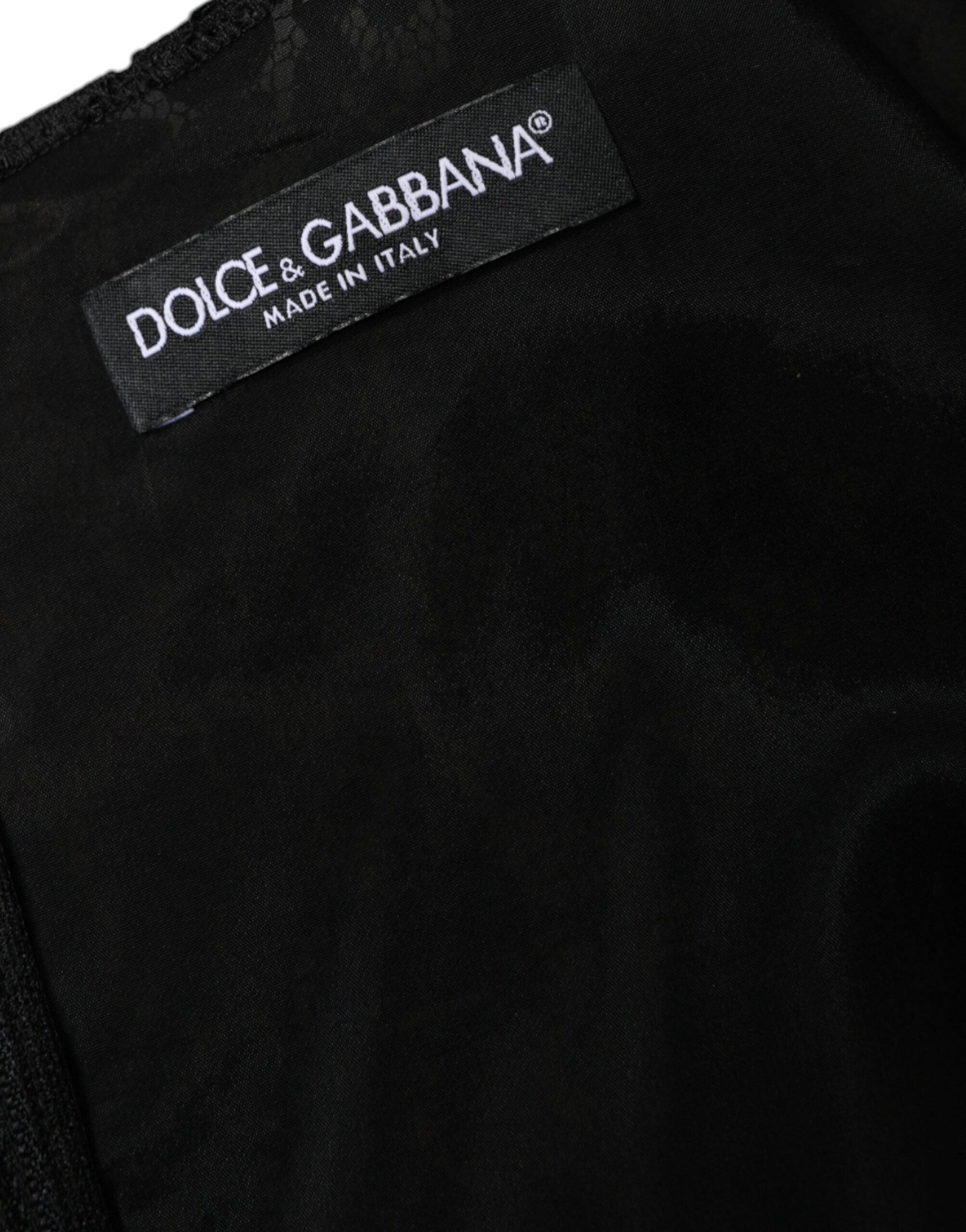 Dolce &amp; Gabbana Black Floral Lace Sheath Sleeveless Mini Dress