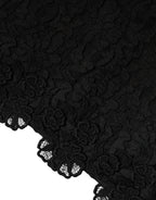 Dolce &amp; Gabbana Black Floral Lace Sheath Sleeveless Mini Dress