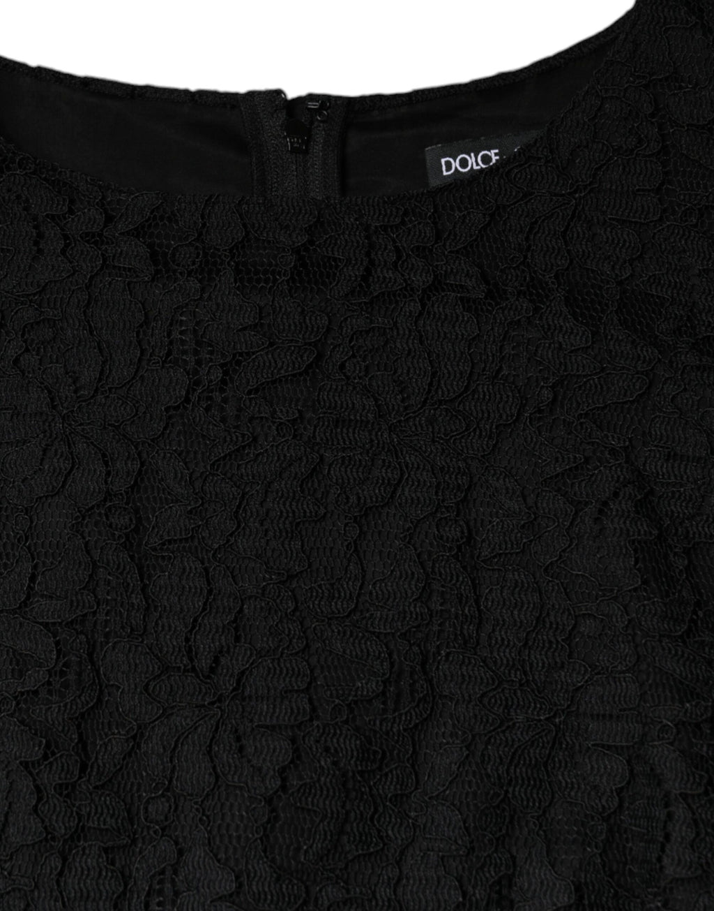 Dolce &amp; Gabbana Black Floral Lace Sheath Sleeveless Mini Dress