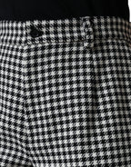 Dolce &amp; Gabbana Black White Houndstooth Cropped Wide Leg Pants