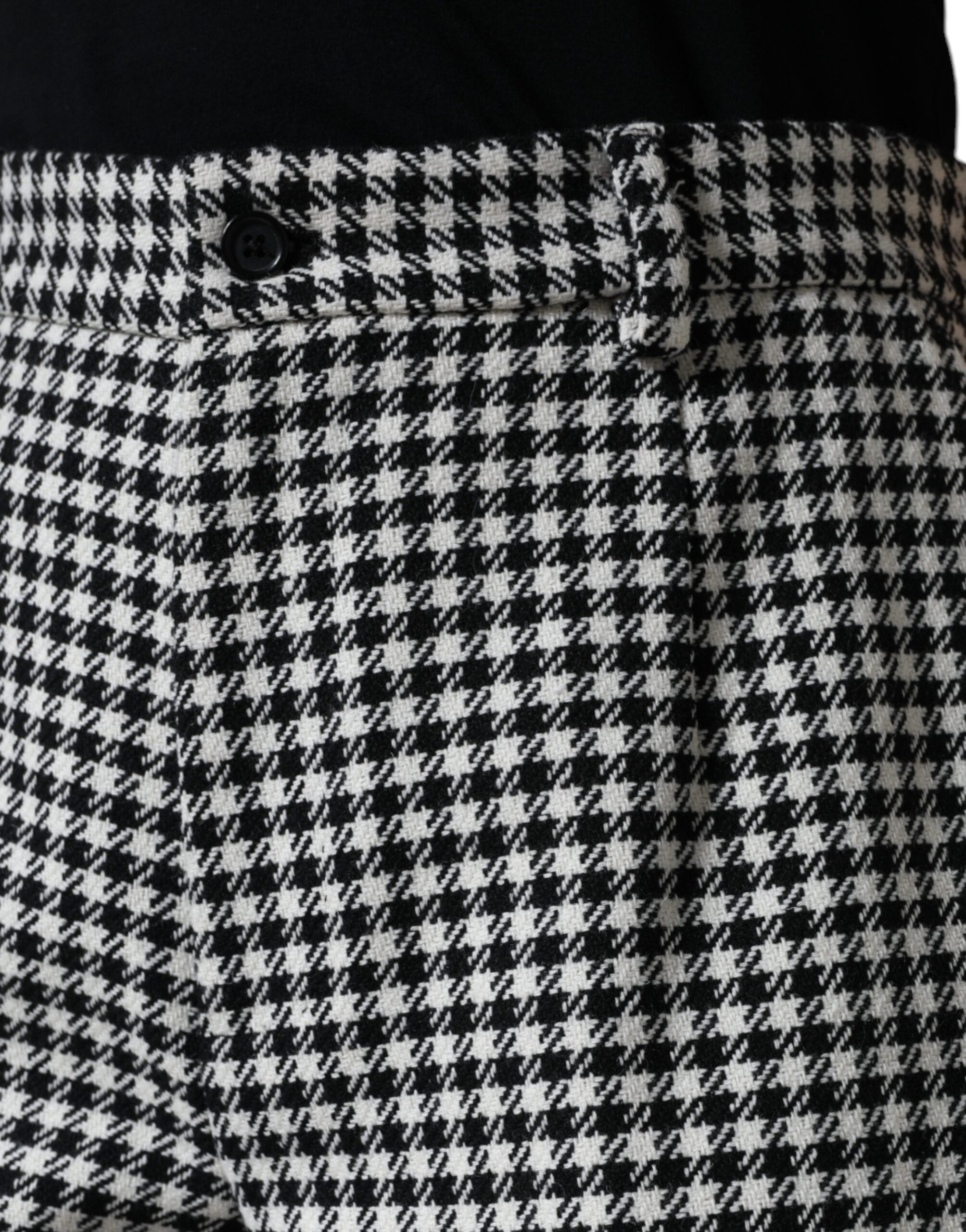 Dolce &amp; Gabbana Black White Houndstooth Cropped Wide Leg Pants