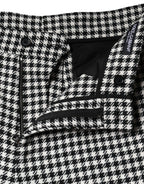 Dolce &amp; Gabbana Black White Houndstooth Cropped Wide Leg Pants