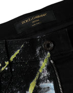 Dolce &amp; Gabbana Multicolor Splatter Paint Cotton Skinny Denim Jeans