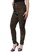 Dolce &amp; Gabbana Brown Leopard Cotton Skinny Denim Jeans