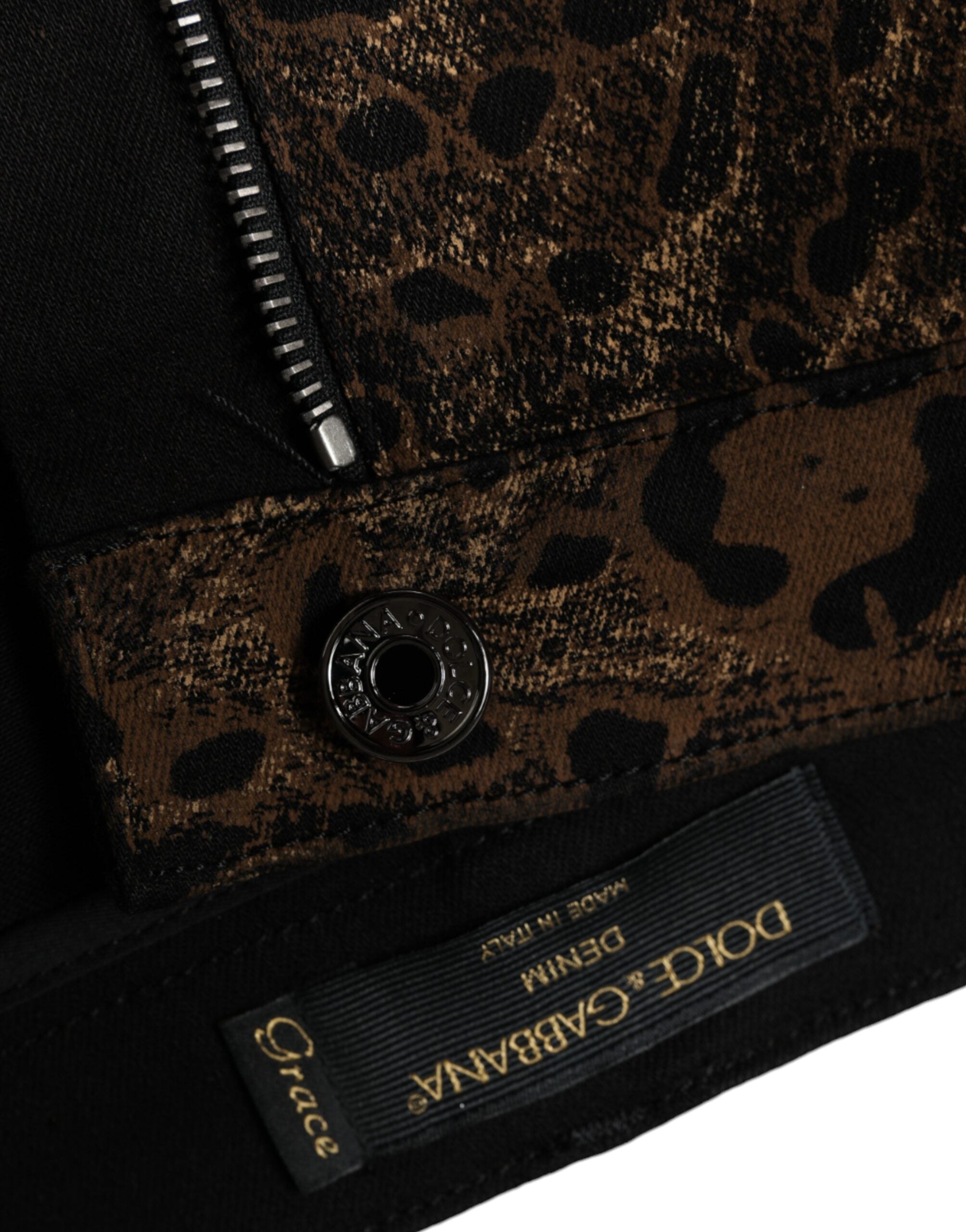 Dolce &amp; Gabbana Brown Leopard Cotton Skinny Denim Jeans