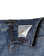 Dolce &amp; Gabbana Blue Cotton Tattered Boyfriend Denim Jeans