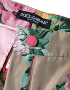 Dolce &amp; Gabbana Beige Floral Jacquard High Waist Tapered Pants