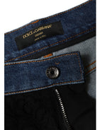 Dolce &amp; Gabbana Black Floral Lace Front Skinny Denim Jeans