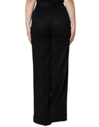 Dolce &amp; Gabbana Black Cashmere Mid Waist Women Boot Cut Pants