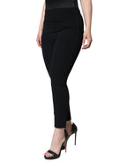 Dolce &amp; Gabbana Black Viscose High Waist Tapered Pants