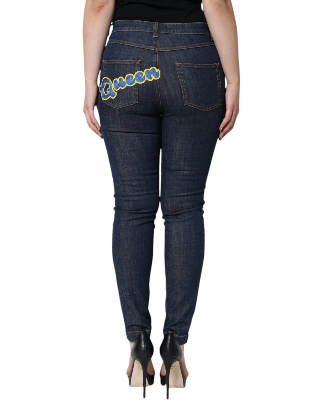 Dolce &amp; Gabbana Dark Blue QUEEN Cotton Skinny Denim Jeans