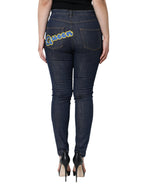 Dolce &amp; Gabbana Dark Blue QUEEN Cotton Skinny Denim Jeans