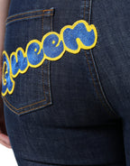 Dolce &amp; Gabbana Dark Blue QUEEN Cotton Skinny Denim Jeans