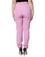 Dolce &amp; Gabbana Pink Polyester High Waist Women Tapered Pants