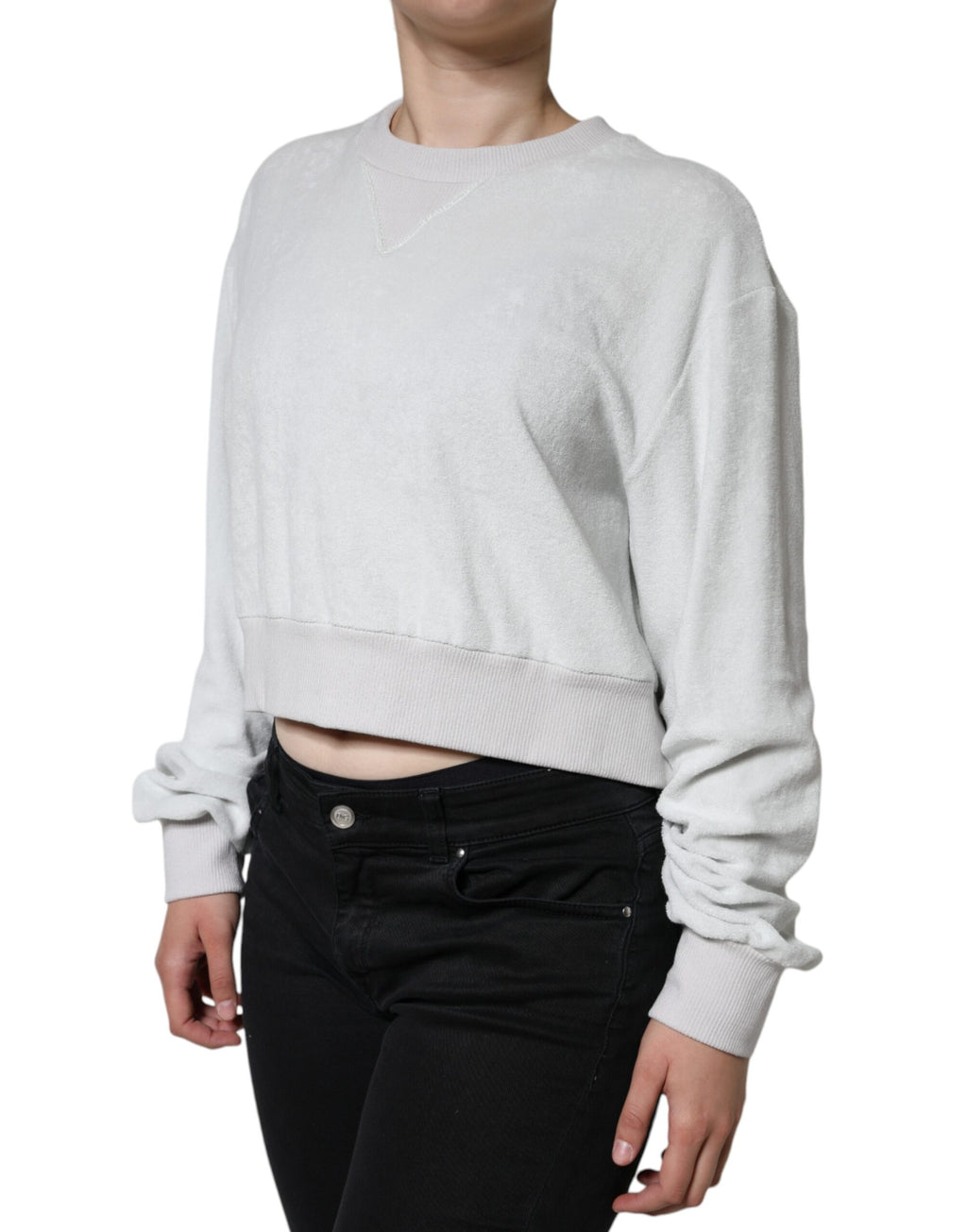Dolce &amp; Gabbana White Nylon Stretch Crew Neck Pullover Sweater