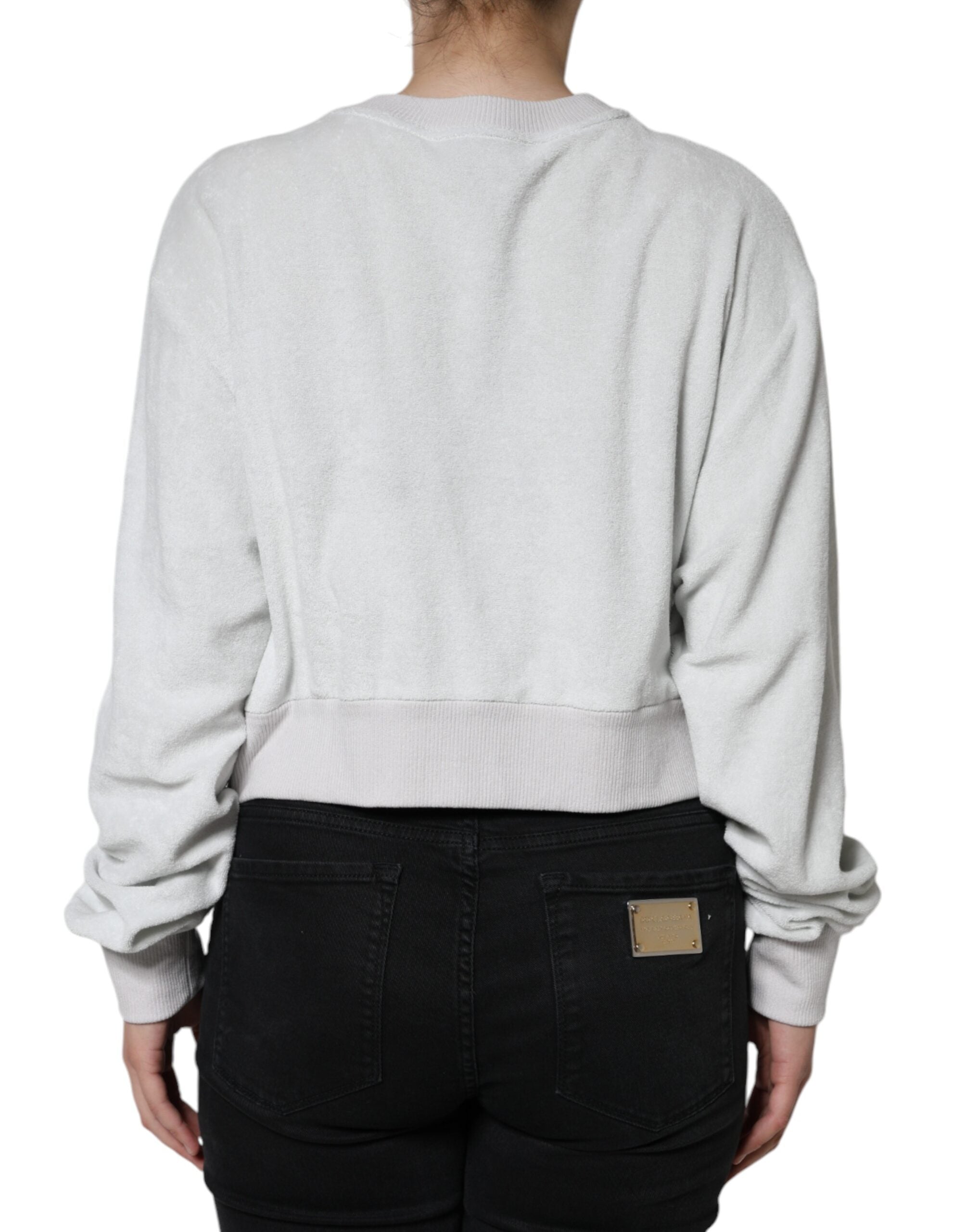 Dolce &amp; Gabbana White Nylon Stretch Crew Neck Pullover Sweater