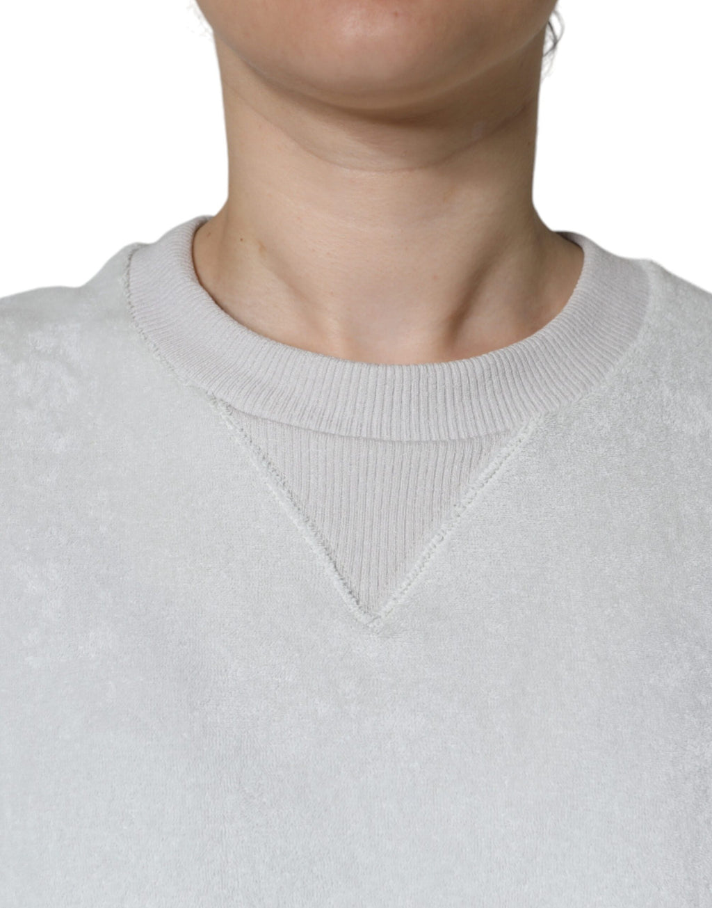 Dolce &amp; Gabbana White Nylon Stretch Crew Neck Pullover Sweater