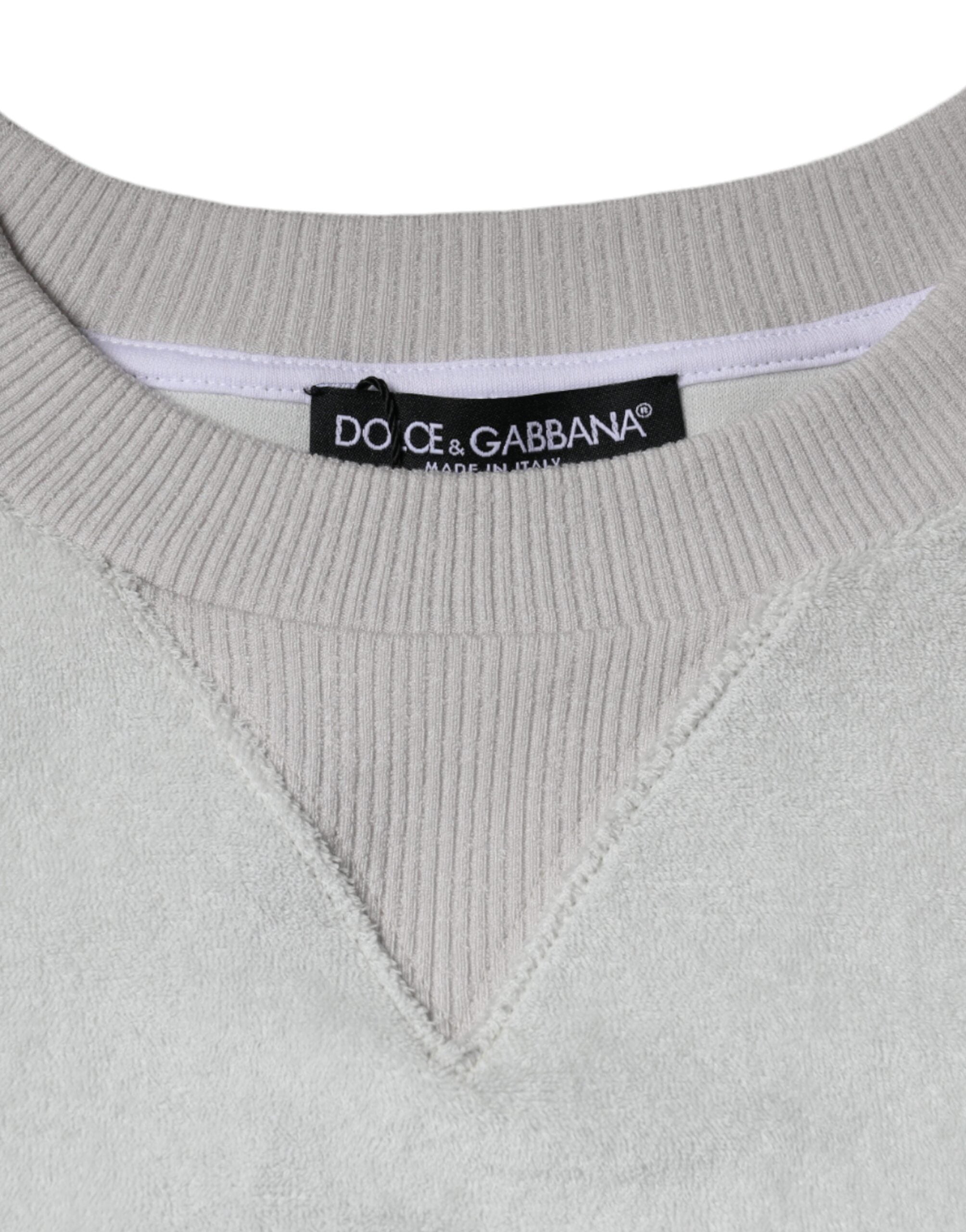 Dolce &amp; Gabbana White Nylon Stretch Crew Neck Pullover Sweater