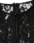 Dolce &amp; Gabbana Black Floral Lace See Through Long Sleeve Top
