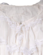 Dolce &amp; Gabbana White Ruffles Lace Long Sleeve Blouse Top