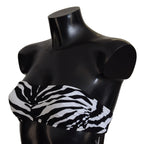 Dolce &amp; Gabbana Black White Zebra Bandeau Swimwear Bikini Top