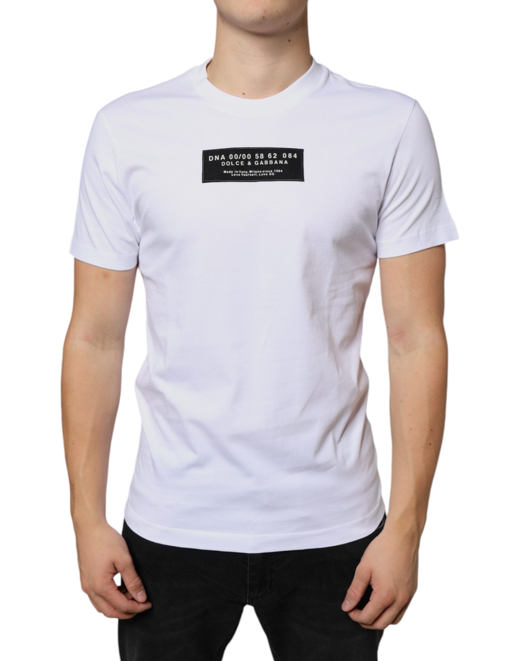 Dolce &amp; Gabbana White Cotton DG Applique Casual T-shirt