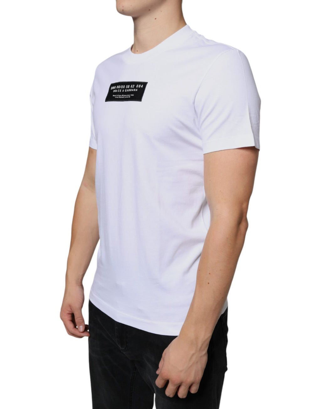 Dolce &amp; Gabbana White Cotton DG Applique Casual T-shirt
