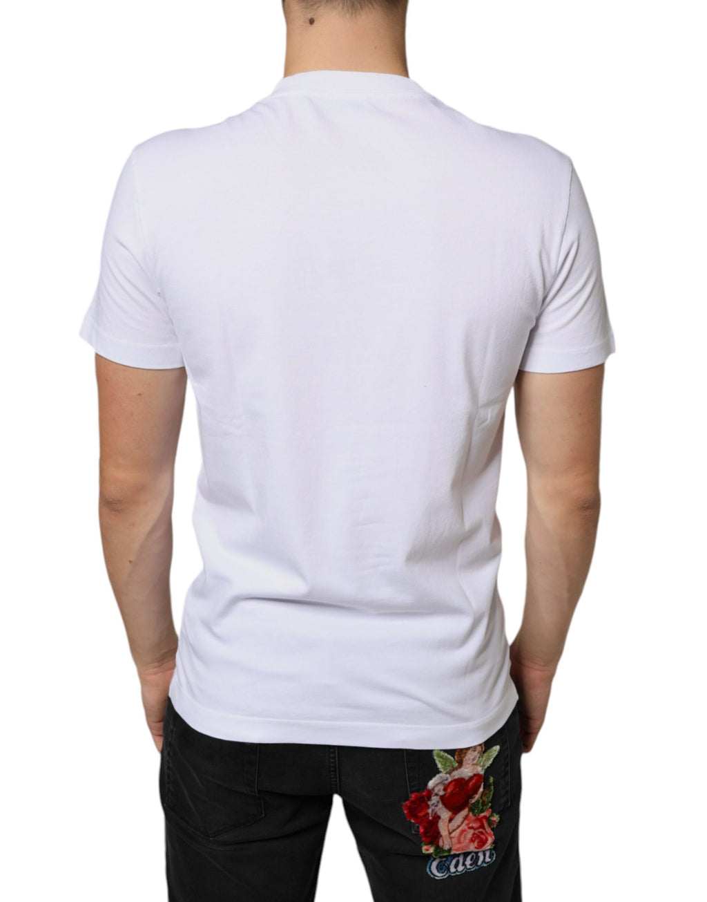 Dolce &amp; Gabbana White Cotton DG Applique Casual T-shirt