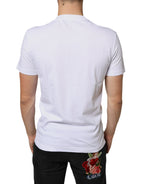 Dolce &amp; Gabbana White Cotton DG Applique Casual T-shirt