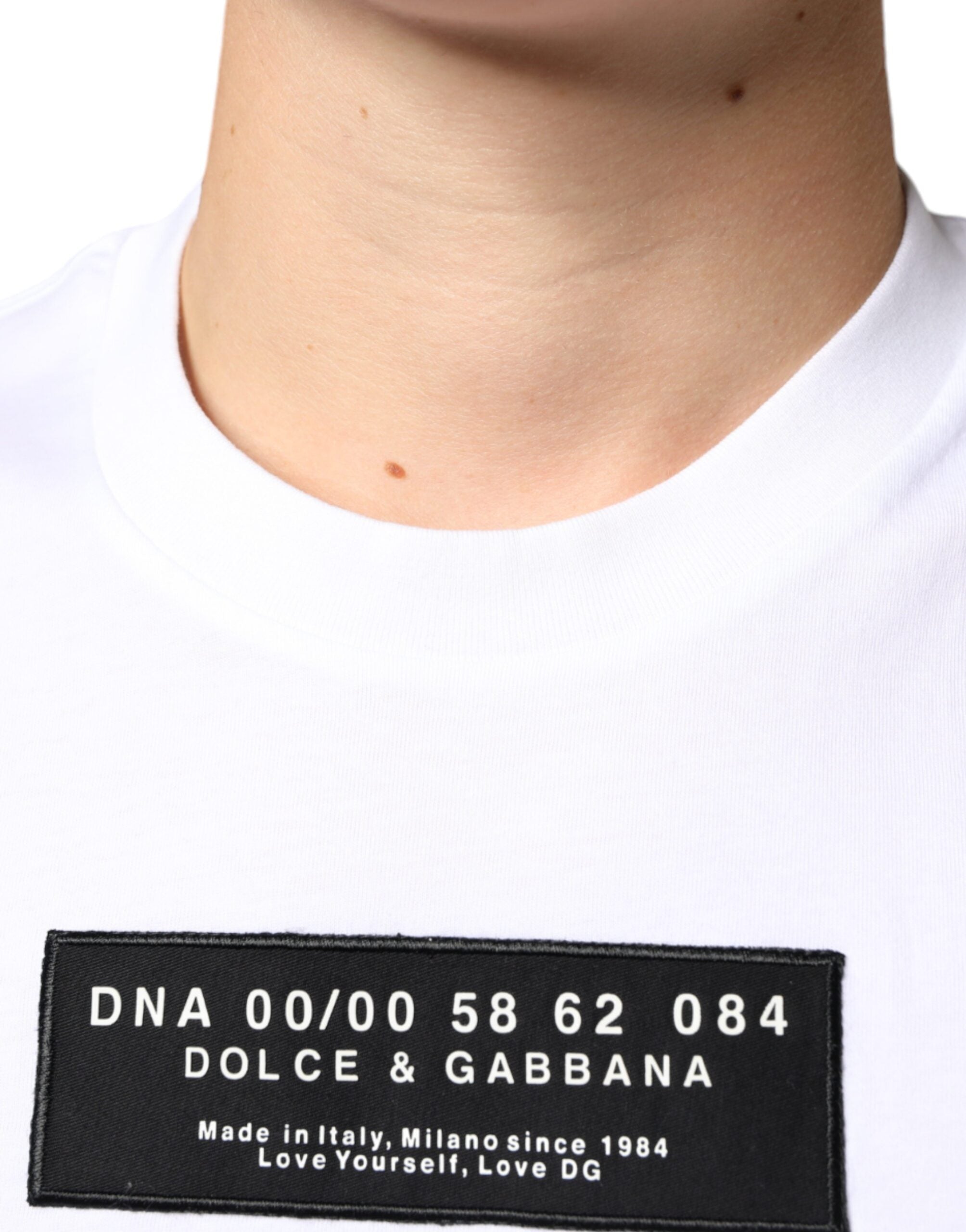 Dolce &amp; Gabbana White Cotton DG Applique Casual T-shirt