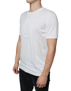 Dolce &amp; Gabbana White Logo Embossed Cotton Crewneck T-shirt