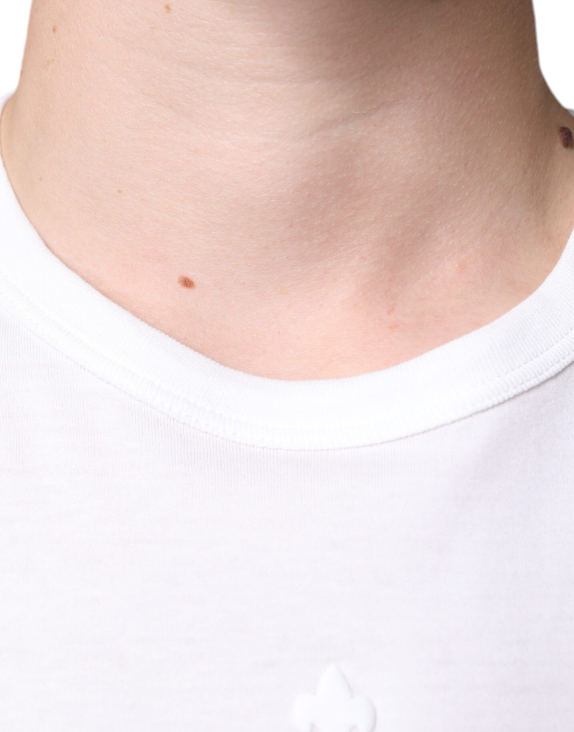 Dolce &amp; Gabbana White Logo Embossed Cotton Crewneck T-shirt