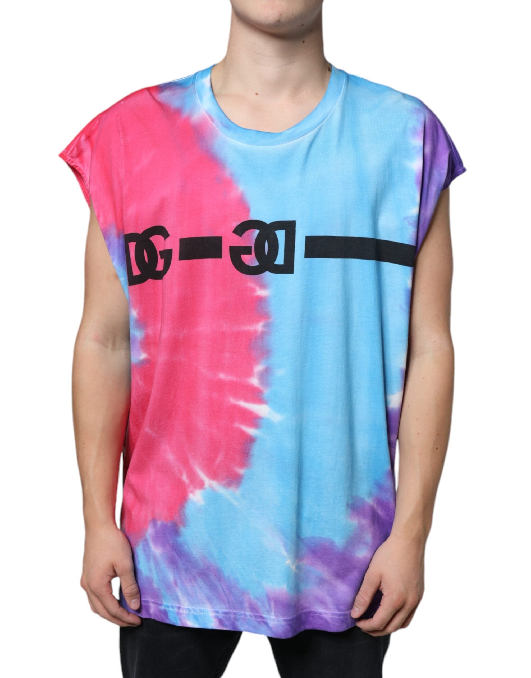 Dolce &amp; Gabbana Multicolor Tie Dye Cotton Sleeveless T-shirt