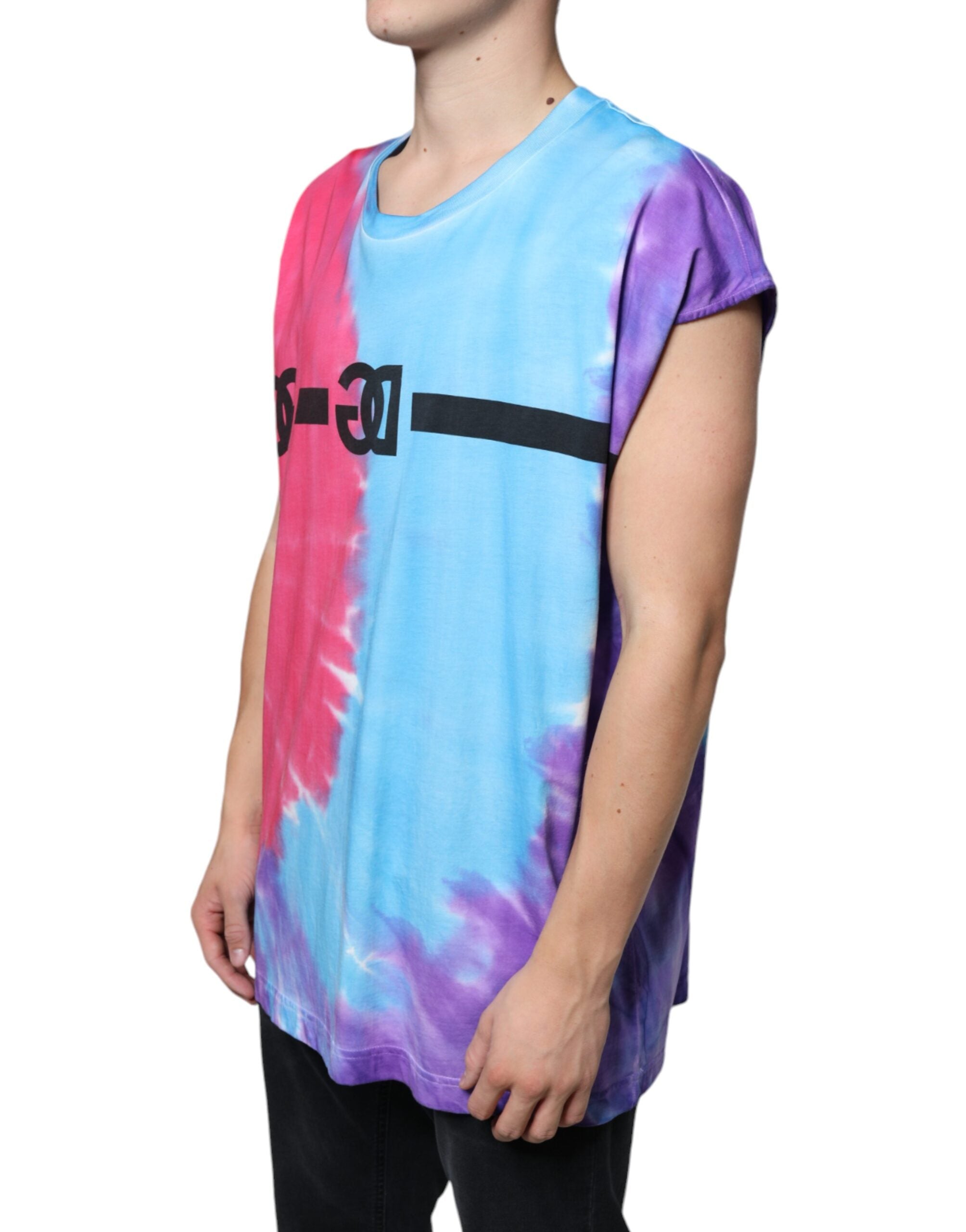 Dolce &amp; Gabbana Multicolor Tie Dye Cotton Sleeveless T-shirt