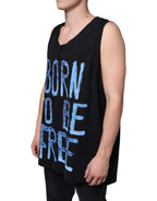 Dolce &amp; Gabbana Black Cotton Born To Be Free Sleeveless T-shirt