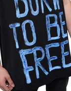 Dolce &amp; Gabbana Black Cotton Born To Be Free Sleeveless T-shirt