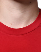 Dolce &amp; Gabbana Red Cotton DG Logo Print Crew Neck T-shirt