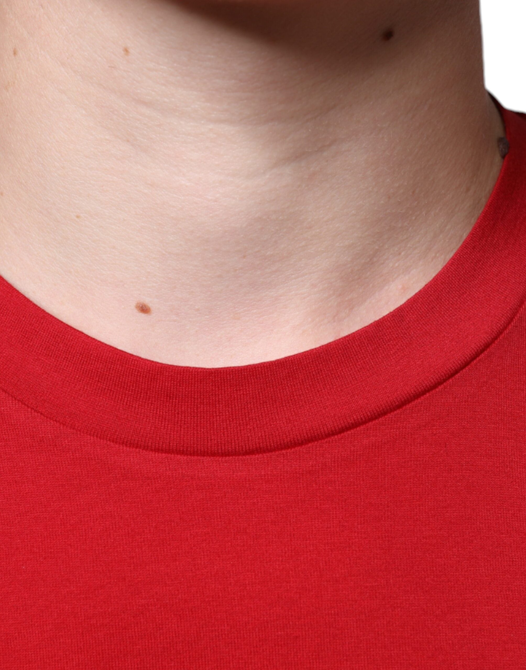 Dolce &amp; Gabbana Red Cotton DG Logo Print Crew Neck T-shirt