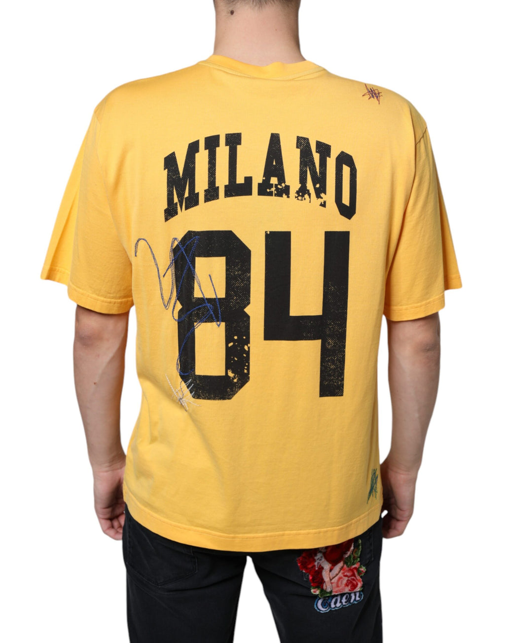 Dolce &amp; Gabbana Yellow Secret Graden Floral Cotton Crew Neck T-shirt