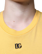 Dolce &amp; Gabbana Yellow Secret Graden Floral Cotton Crew Neck T-shirt