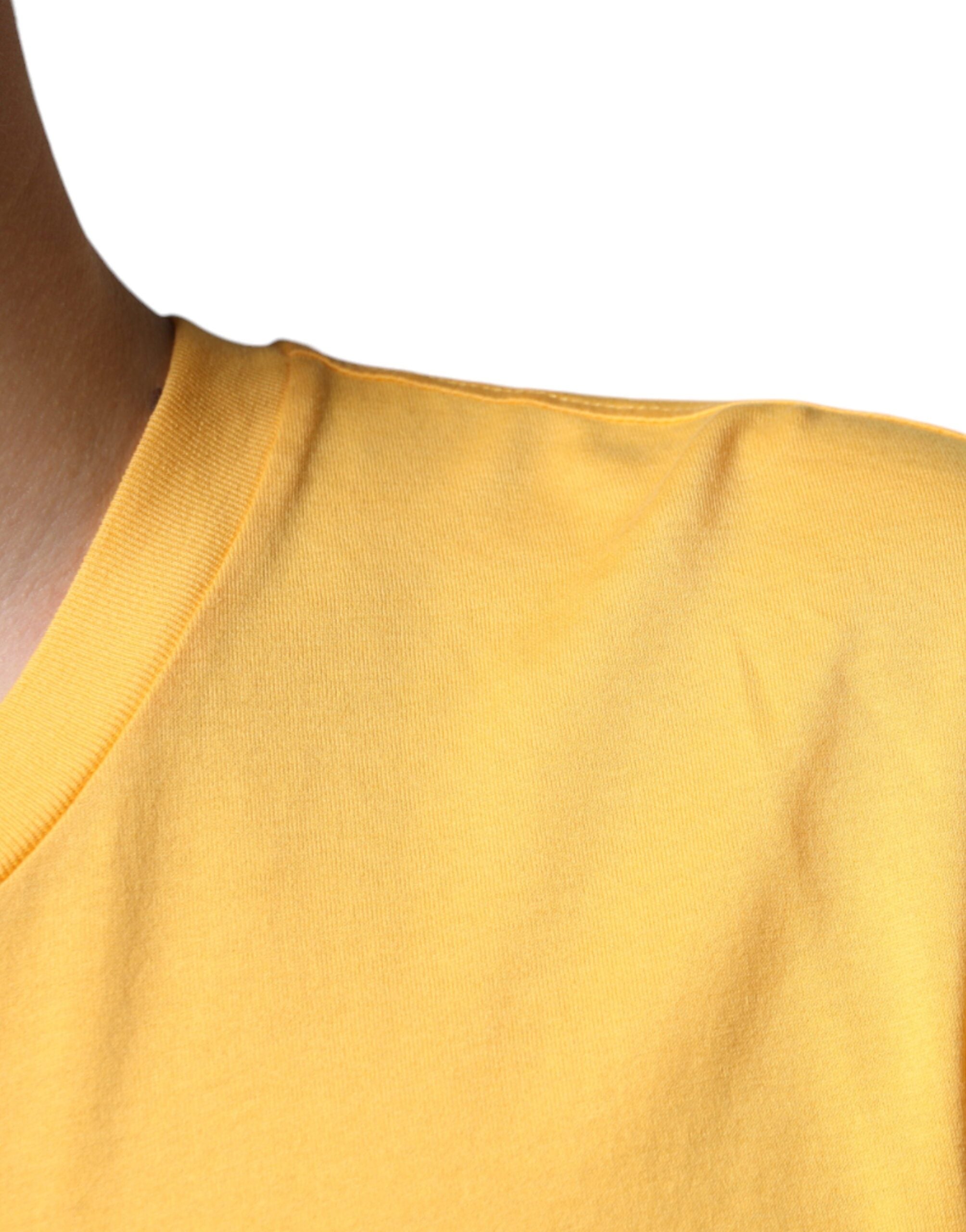 Dolce &amp; Gabbana Yellow Secret Graden Floral Cotton Crew Neck T-shirt