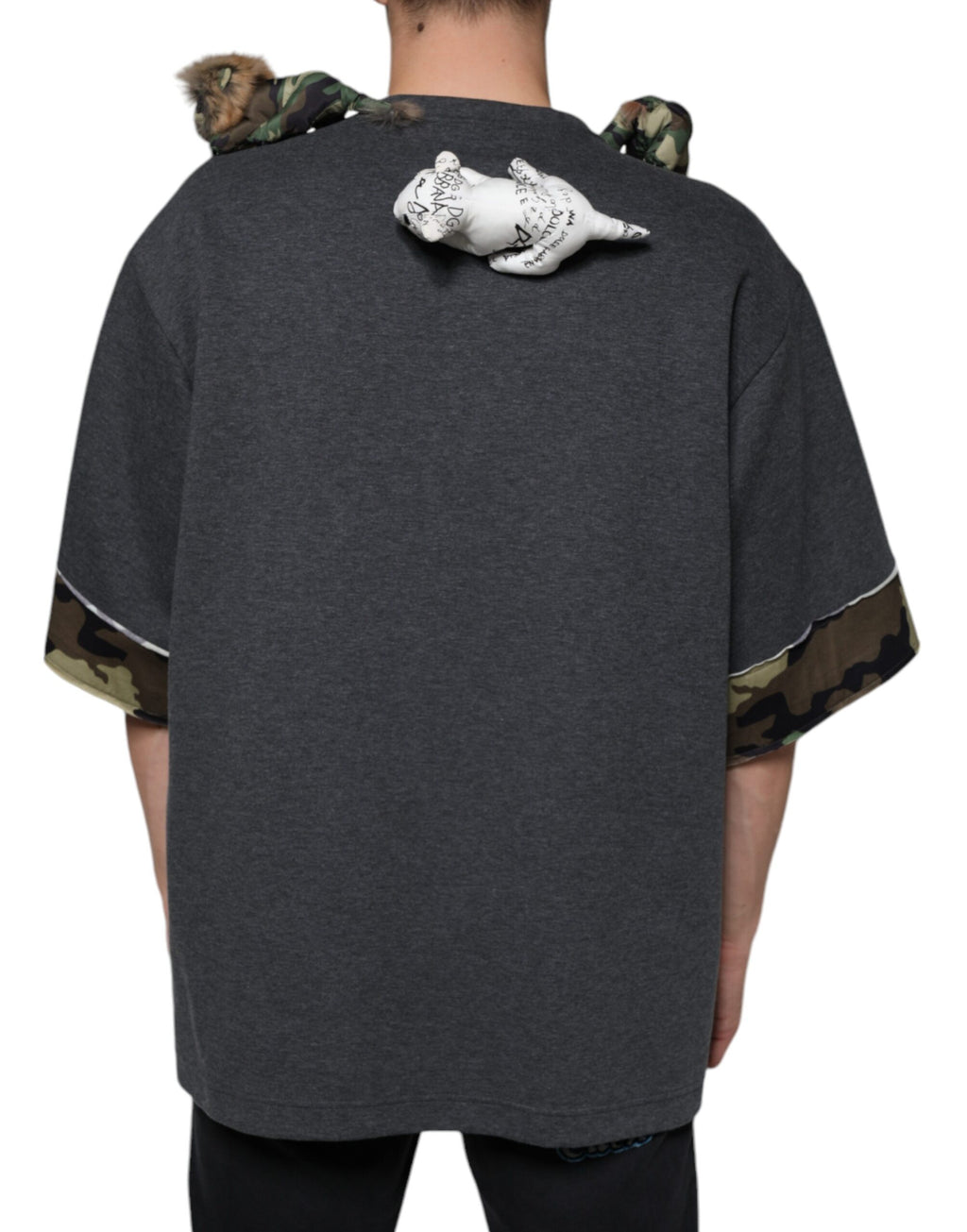 Dolce &amp; Gabbana Gray Camouflage Animal Stuff Cotton T-shirt
